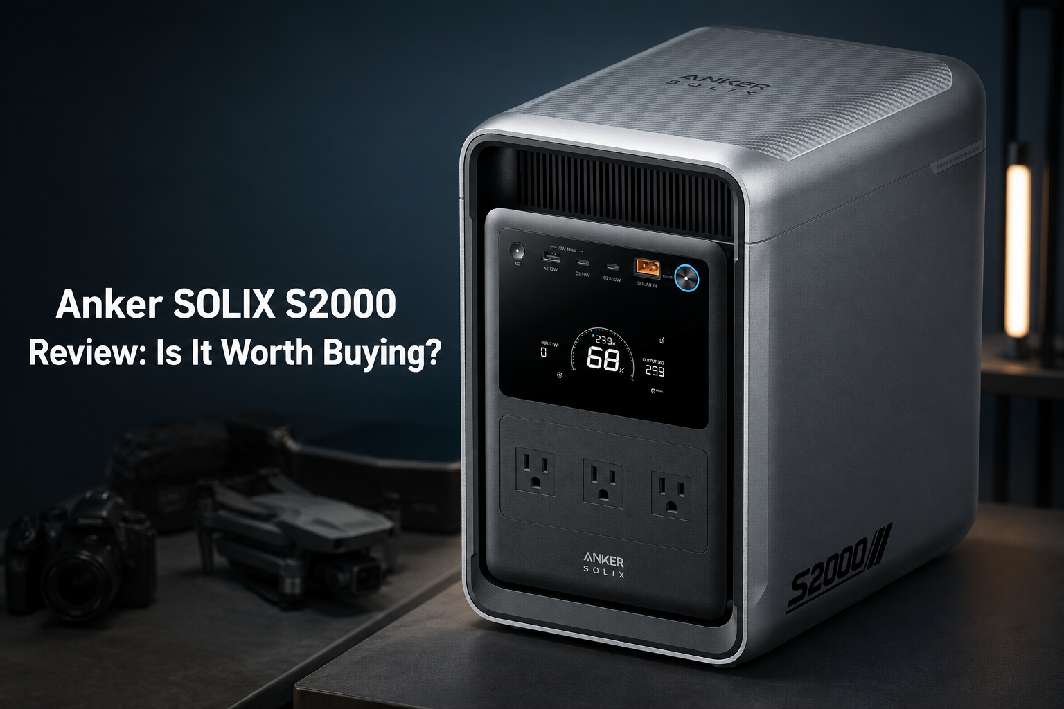 Anker SOLIX S2000 Portable Power Station, 1500W Solar Generator for Home Use, Up to 35-Hr Fridge Backup, 2,010Wh LFP Battery