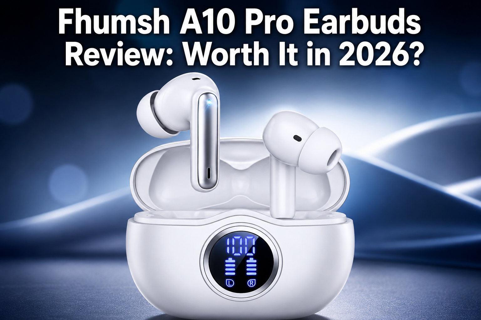 Fhumsh A10 Pro wireless earbuds and charging case with LED battery display