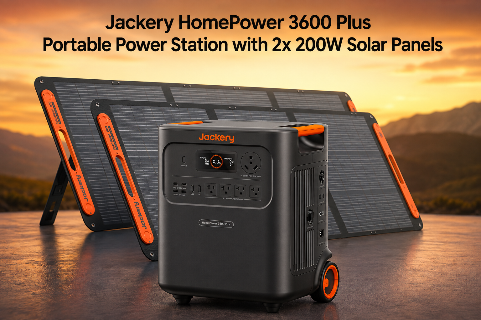 Jackery HomePower 3600 Plus Portable Power Station with 2x 200W Solar Panels