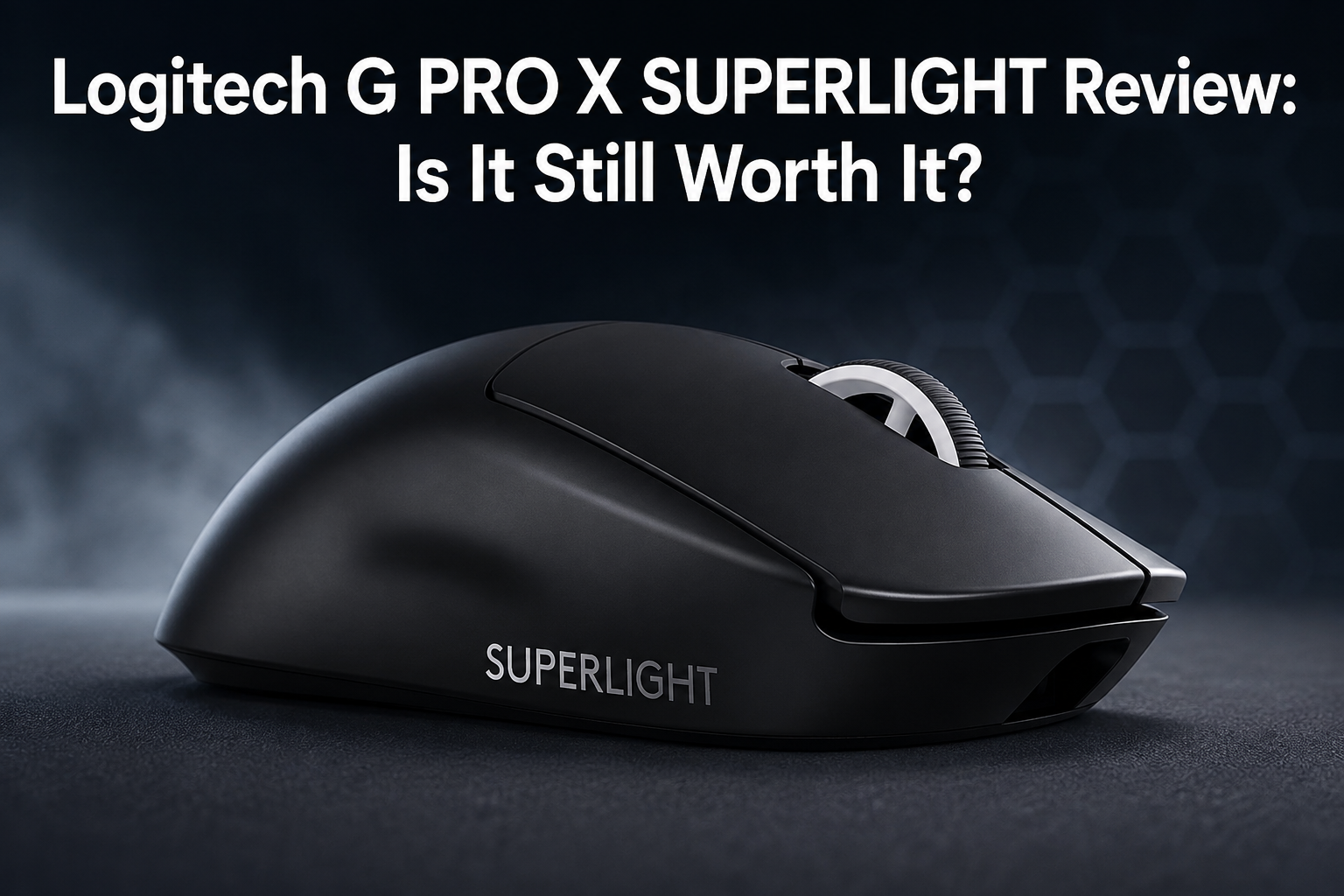 Logitech G PRO X SUPERLIGHT wireless gaming mouse on a desk mat